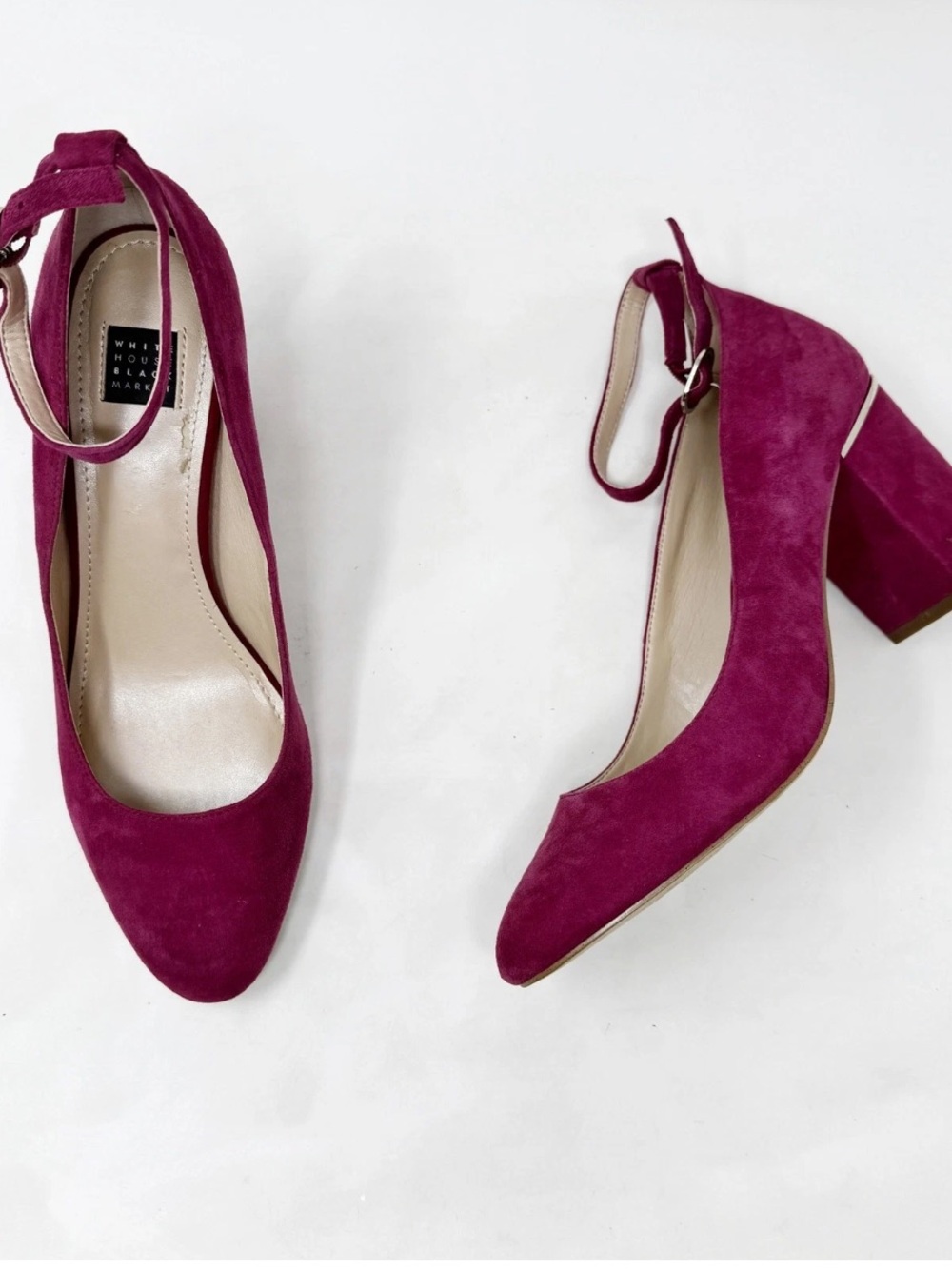 🔥NIB‼️White House Black Market “Bethany” Magenta Suede Block Heel Pumps - 7.5